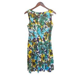 Connected Apparel Floral Work Dress Watercolor Career Feminine Pleats size 6 Pro
